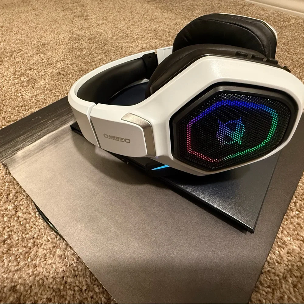Ozeino White Gaming Headset with RGB Lights